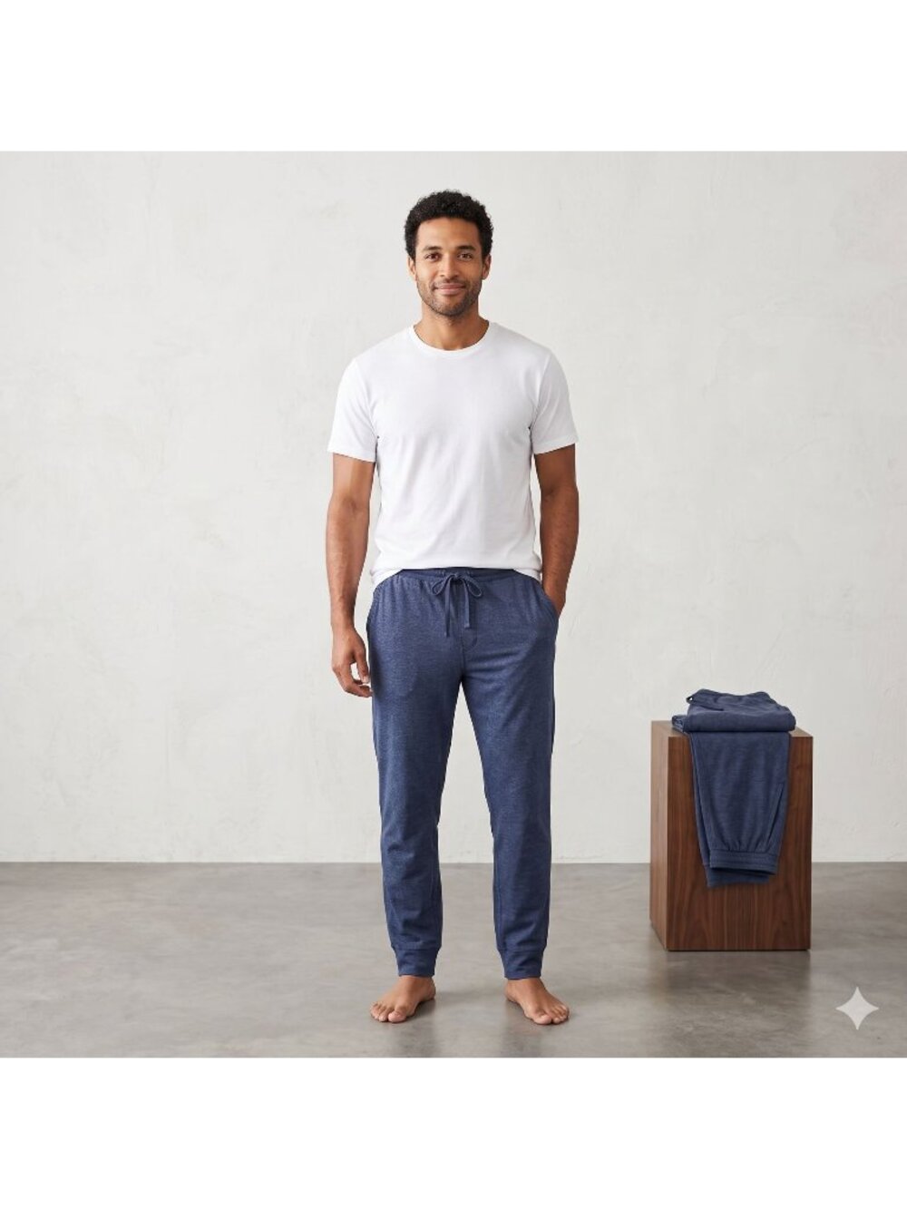 Tek Gear Mens Jogger Pants Large Heather Blue Casual Drawstring Pull On Lounge